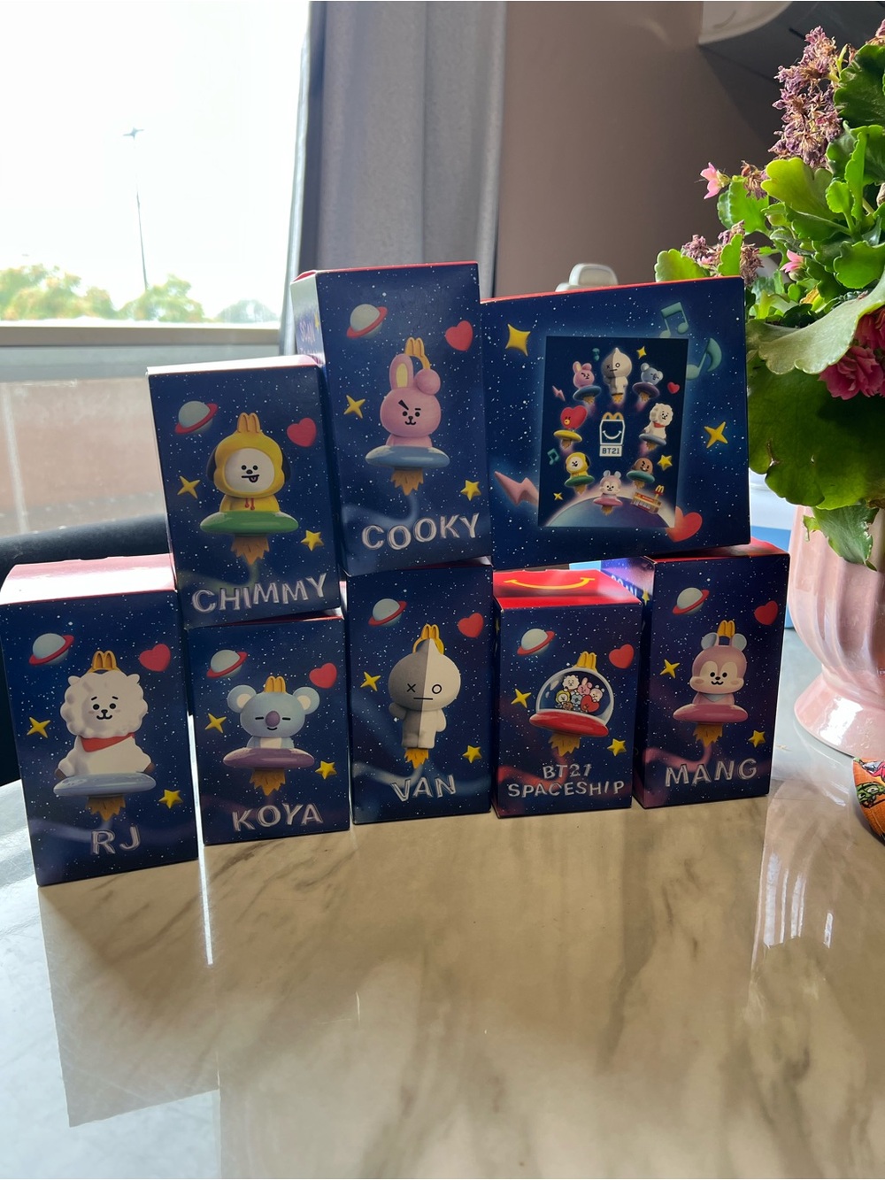 McDonald's BT21 Space Party Figures - Blue and Pink Accents